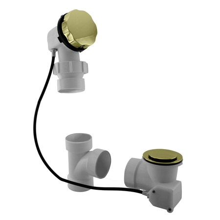 Westbrass Sch. 40 PVC 27" Cable Drive Bath Waste, Ball Joint Head in Polished Brass D50P27BJ-01